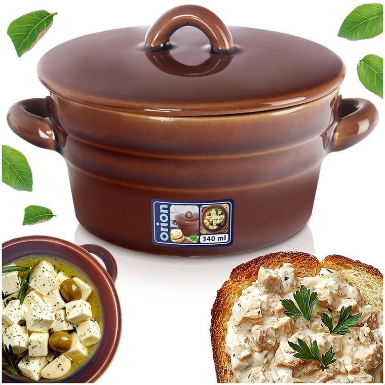 Orion, ceramiczny garnek na smalec z pokrywką, 340 ml