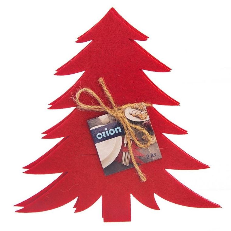 Orion, etui na sztućce, filcowy, choinka, czerwony, 2 szt.