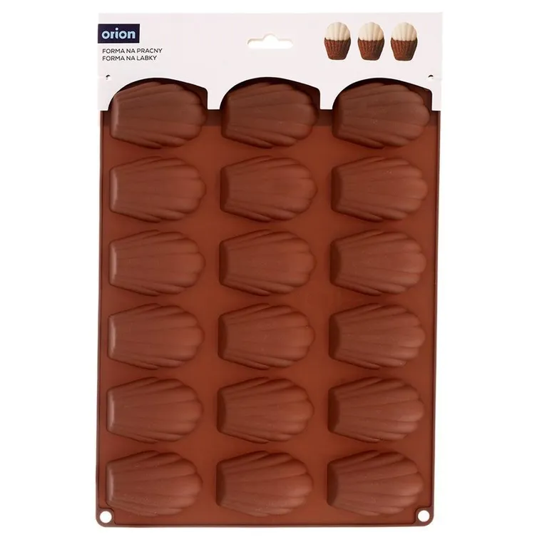 Orion, forma do ciastek, silikonowa, brązowa, muszelki, 32-24,5-2 cm