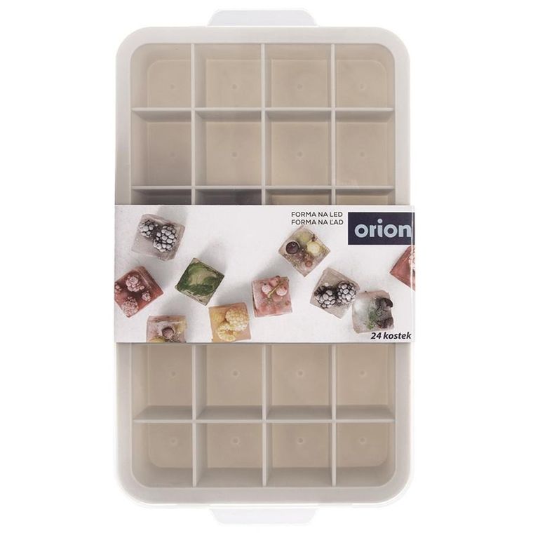 Orion, forma do kostek lodu z pokrywką, silikonowa, beżowa, 22.5-13-3 cm