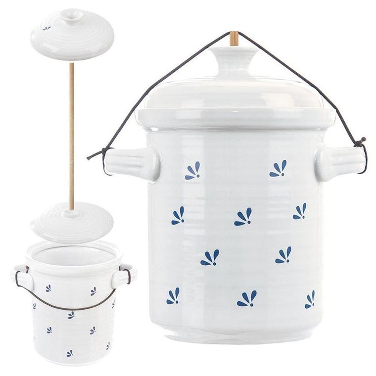 Orion, garnek do kiszenia kapusty ogórków, ceramiczny, biały, 2.5 l, Modrobila