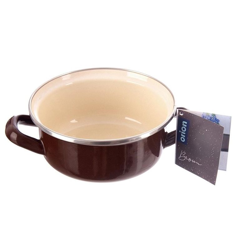 Orion, garnek emaliowany, brown, 14 cm, 600 ml