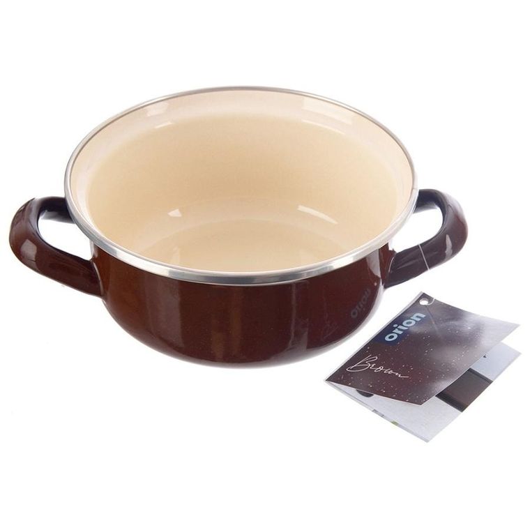 Orion, garnek emaliowany, brown, 16 cm, 1l