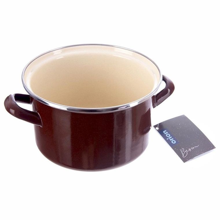 Orion, garnek emaliowany, brown, 18 cm, 2l