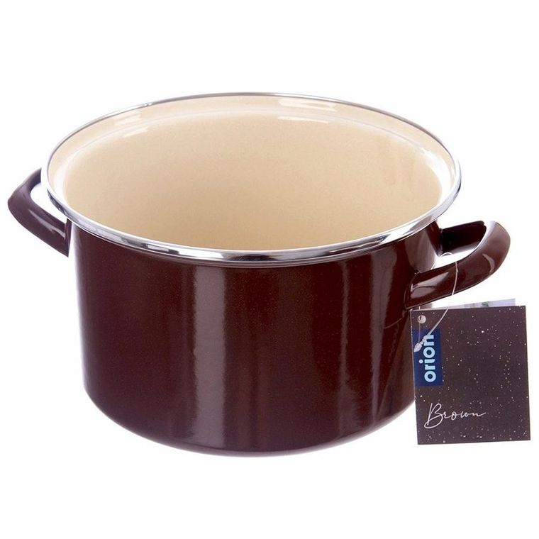Orion, garnek emaliowany, brown, 22 cm, 4l