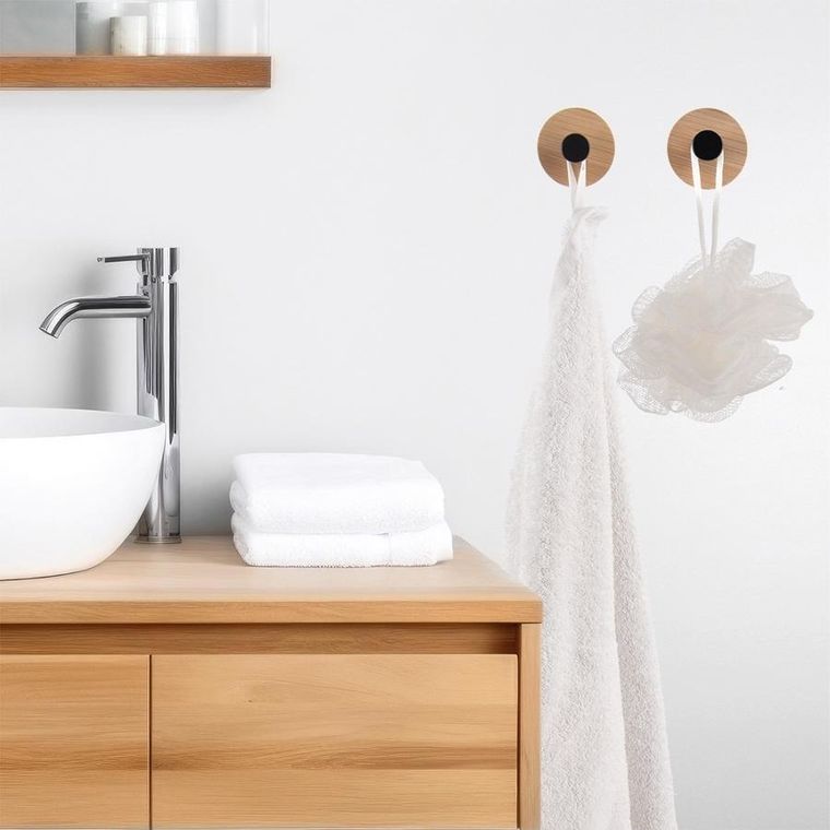 Orion, haczyk, wieszak samoprzylepny, drewniany, metalowy, czarny, 5 cm, 2 szt.