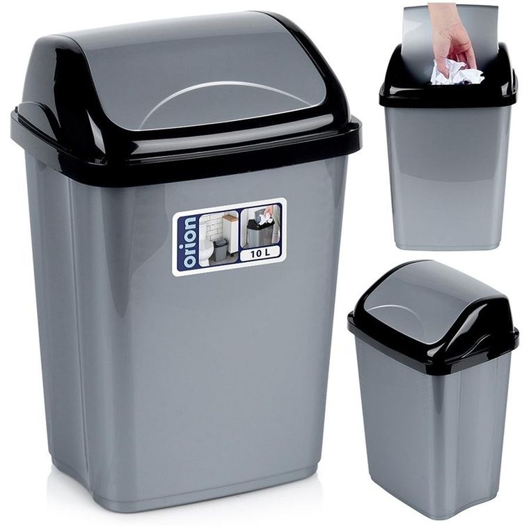 Orion, kosz na śmieci, plastikowy, szary, 10l