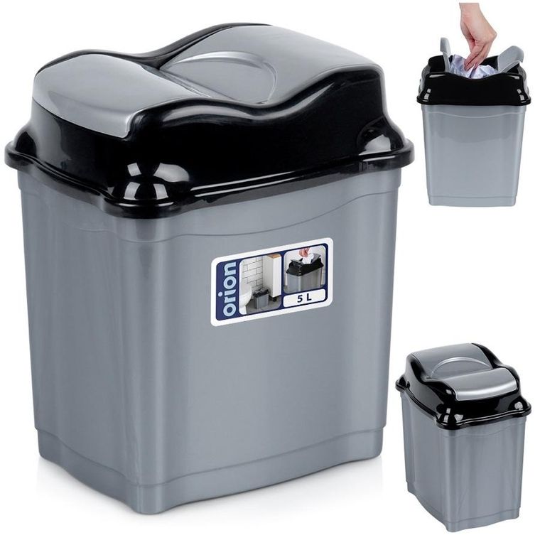 Orion, kosz na śmieci, plastikowy, szary, 5l