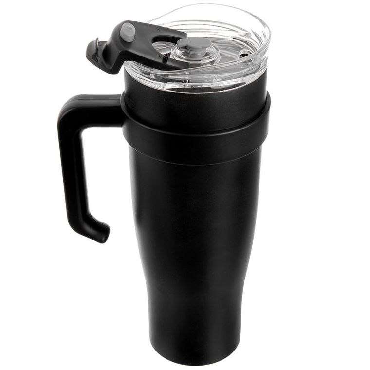 Orion, kubek termiczny z uchwytem, stalowy, czarny, 1,2l