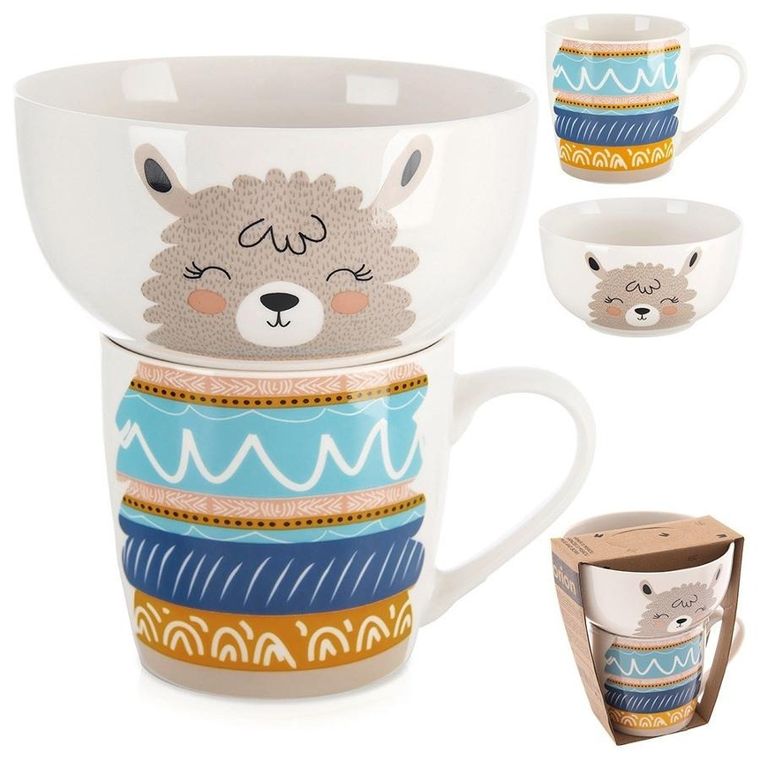 Orion, kubek z miseczką, porcelanowy, zestaw dla dziecka, 2 elementy