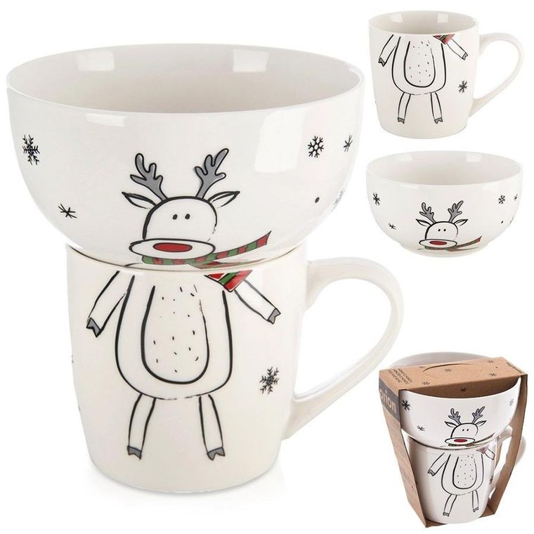 Orion, kubek z miseczką, porcelanowy, zestaw dla dziecka, 2 elementy