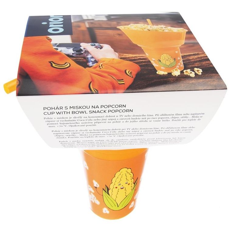 Orion, kubek z miską na popcorn, pomarańczowy, 500 ml