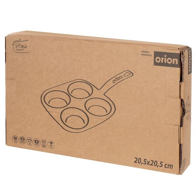 Orion, Litina Smalt, patelnia do jajek, żeliwna emaliowana, 4 otwory, 20,5-20,5 cm