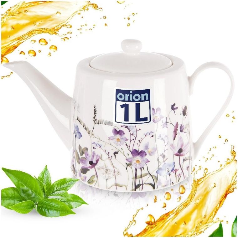 Orion, Louka, dzbanek do kawy i herbaty, porcelanowy, kwiaty, 1l