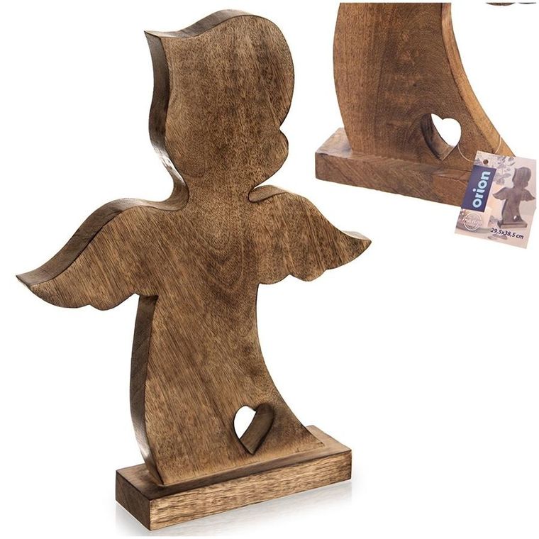 Orion, Mango, figurka świąteczna, drewniana, anioł, 38,5 cm