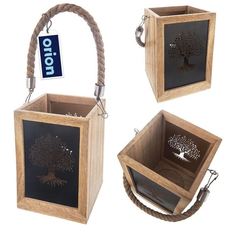 Orion, Mango, lampion na świeczkę, drewniany, 20 cm