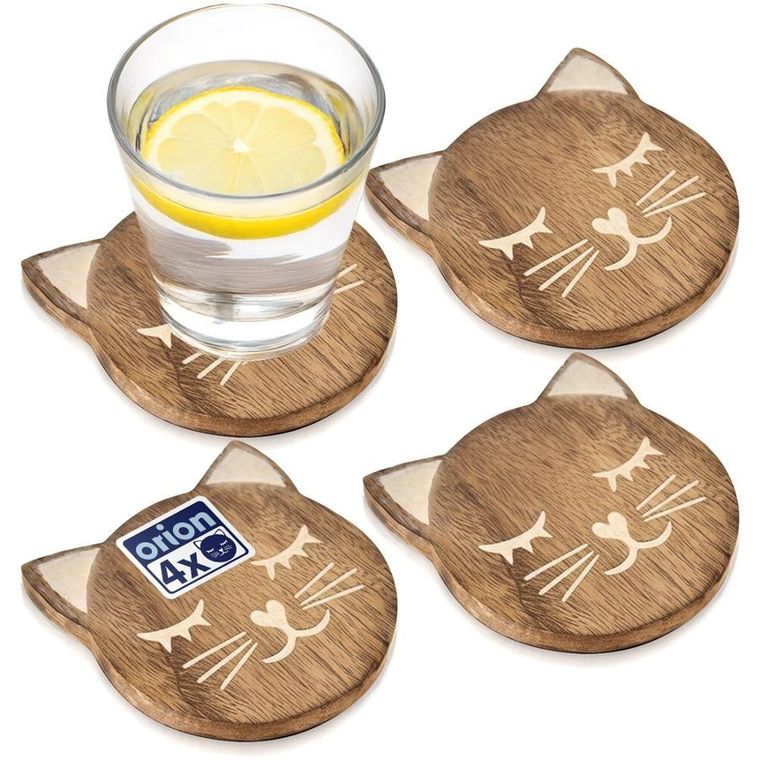Orion, Mango, podstawki pod kubek, drewniane, 4 szt., 10-11 cm