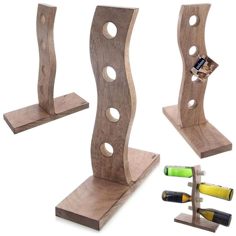 Orion, Mango, stojak na wino, drewniany, na 4 butelki, 30,5-39,5 cm