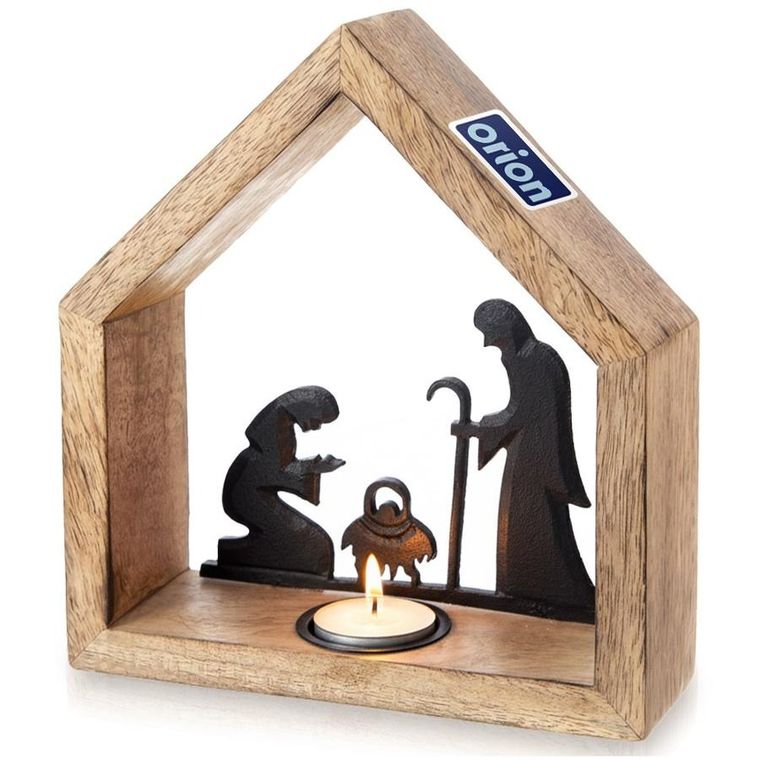 Orion, Mango, świecznik drewniany, szopka bożonarodzeniowa, 20-6-22 cm