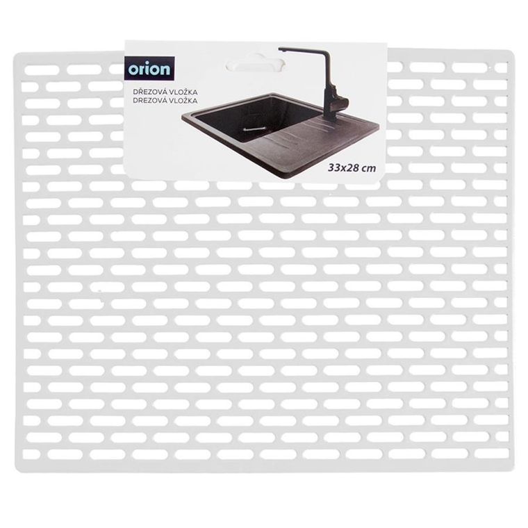 Orion, mata do zlewu, gumowa, biała, 33-28 cm