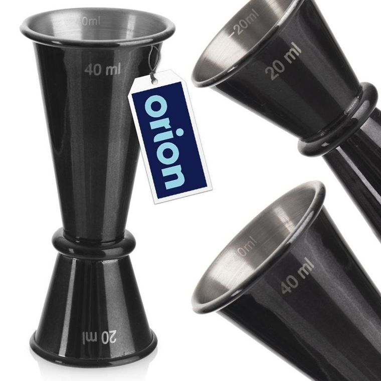 Orion, miarka barmańska, stalowa dwustronna, black, 20/40 ml