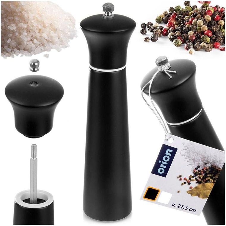 Orion, młynek do pieprzu i soli, drewniany, czarny, 21,5 cm