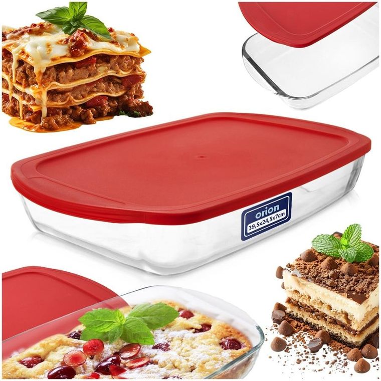 Orion, naczynie żaroodporne z pokrywką, szklane, 39-24-7 cm, 3,7 l