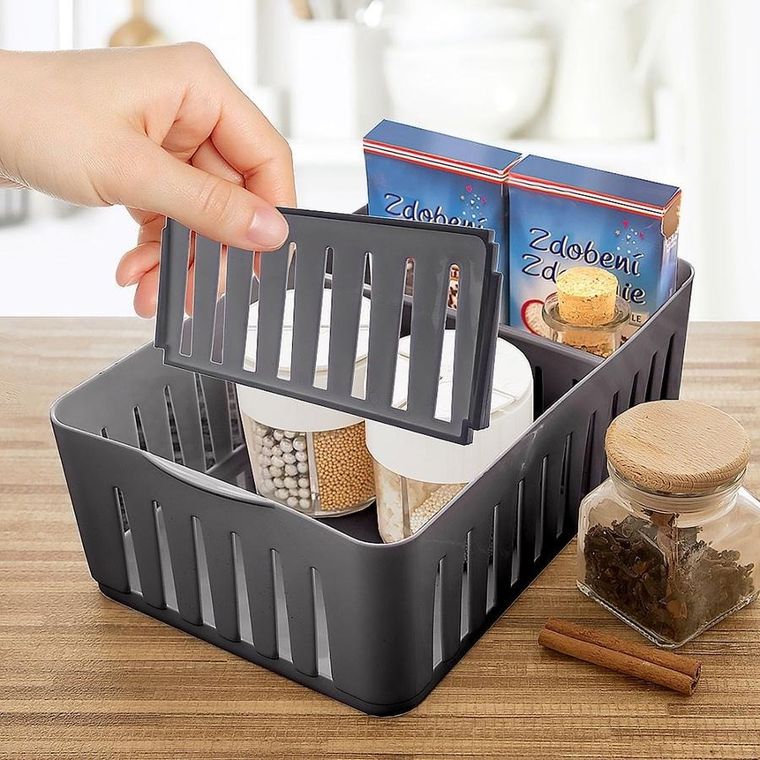 Orion, organizer kuchenny na przyprawy w torebkach, zioła, dzielony, szary