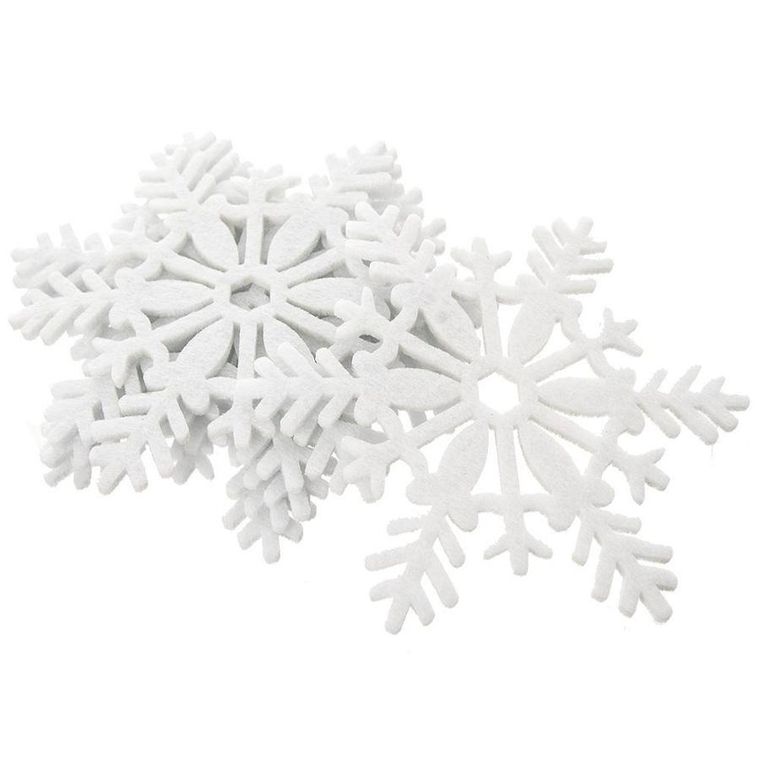 Orion, podstawka pod kubek, filcowa, biała płatek śniegu, 6 szt., 13.5 cm