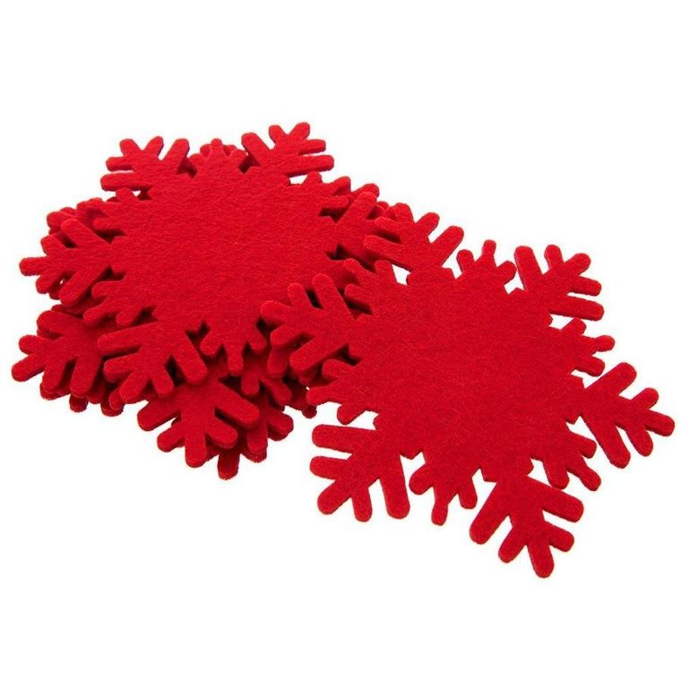 Orion, podstawka pod kubek, filcowa, czerwona płatek śniegu, 6 szt., 13.5 cm