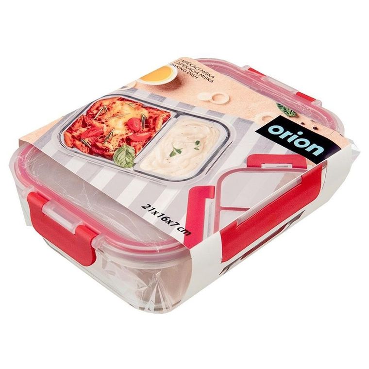 Orion, pojemnik na żywność szklany z pokrywką i uszczelką, dzielony, 950 ml
