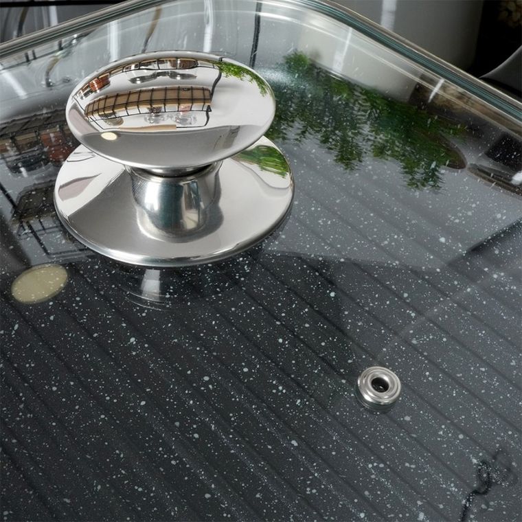 Orion, pokrywka do patelni, kwadratowa, szklana, 26-26 cm