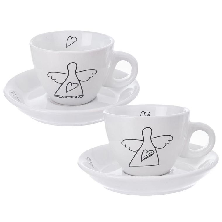 Orion, porcelanowe filiżanki do espresso, białe, 90 ml, 2 szt.