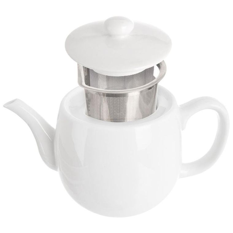 Orion, porcelanowy dzbanek z zaparzaczem do herbaty, biały, Mona, 700 ml