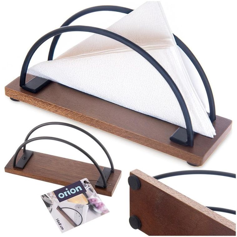 Orion, Radka, serwetnik, drewniany metalowy, czarny, 16-5-8 cm