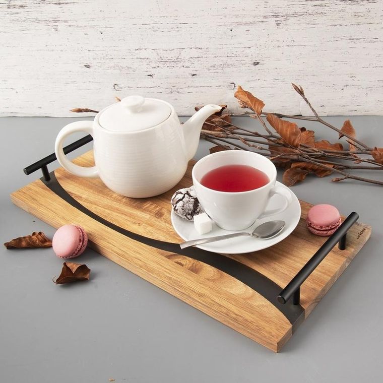 Orion, River, taca do serwowania, Drewniana z uchwytami, 42-20-4,5 cm