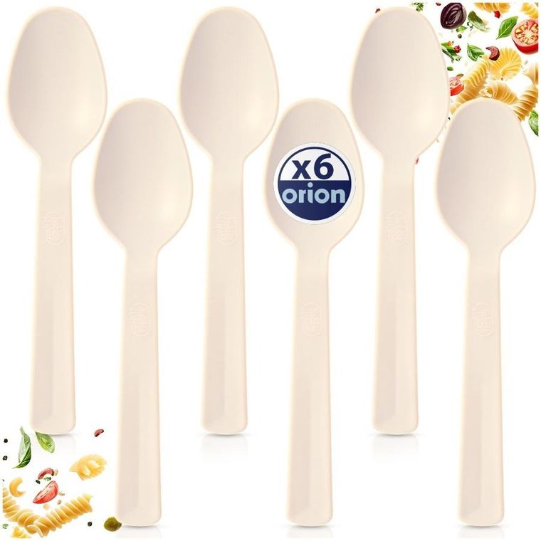 Orion, Sandy, łyżki stołowe, plastikowe, kremowe, 6 szt.