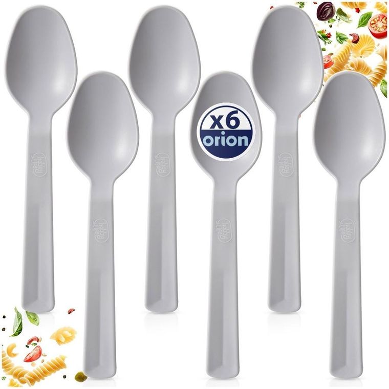 Orion, Sandy, łyżki stołowe, plastikowe, szare, 6 szt.