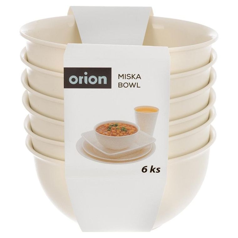 Orion, Sandy, miseczki plastikowe, kremowe, 13 cm, 500 ml, 6 szt.