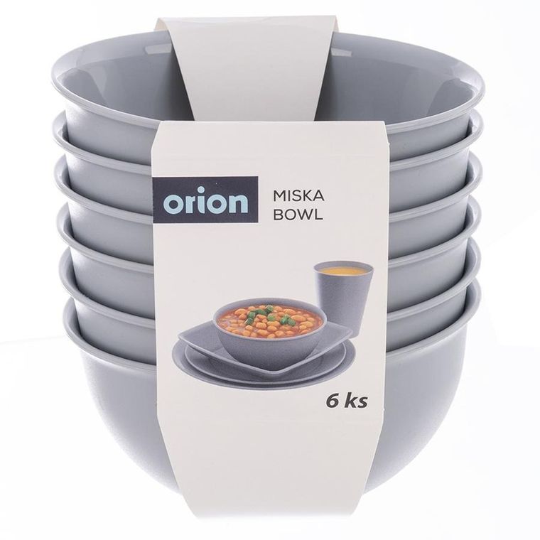 Orion, Sandy, miseczki plastikowe, szare, 13 cm, 500 ml, 6 szt.