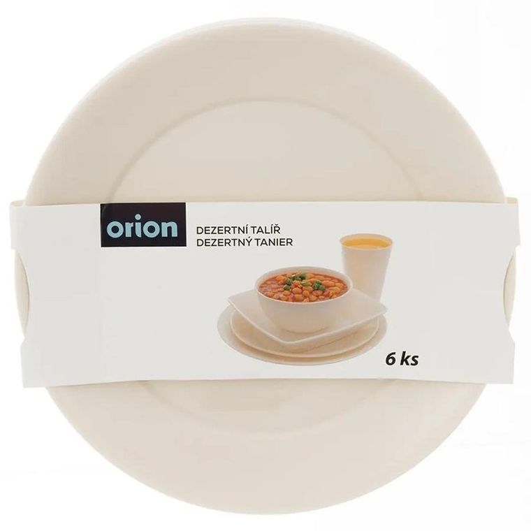 Orion, Sandy, talerze deserowe, plastikowe, kremowe, 20,5 cm, 6 szt.