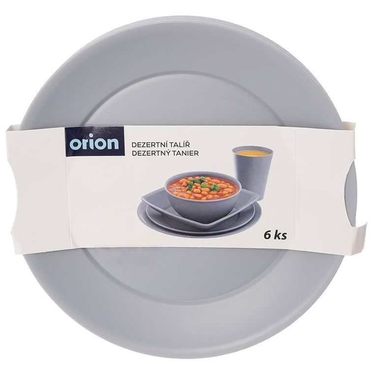 Orion, Sandy, talerze deserowe, plastikowe, szare, 20,5 cm, 6 szt.