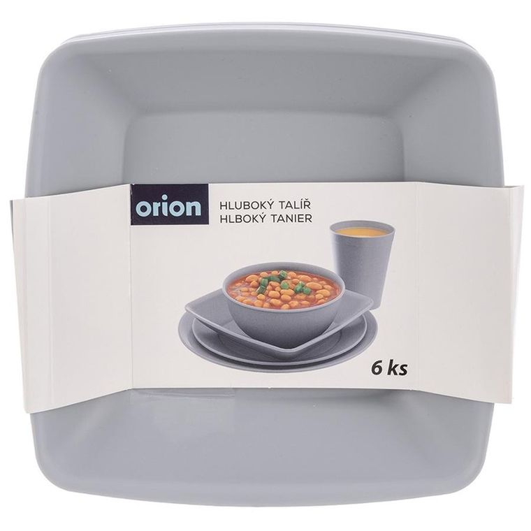 Orion, Sandy, talerze obiadowe, głębokie, plastikowe, szare, 17,5 cm, 500 ml, 6 szt.