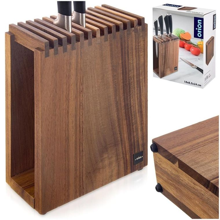 Orion, stojak na noże, z przegródkami, drewniany