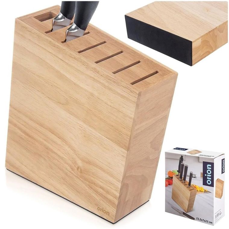 Orion, stojak na noże, z przegródkami, drewniany