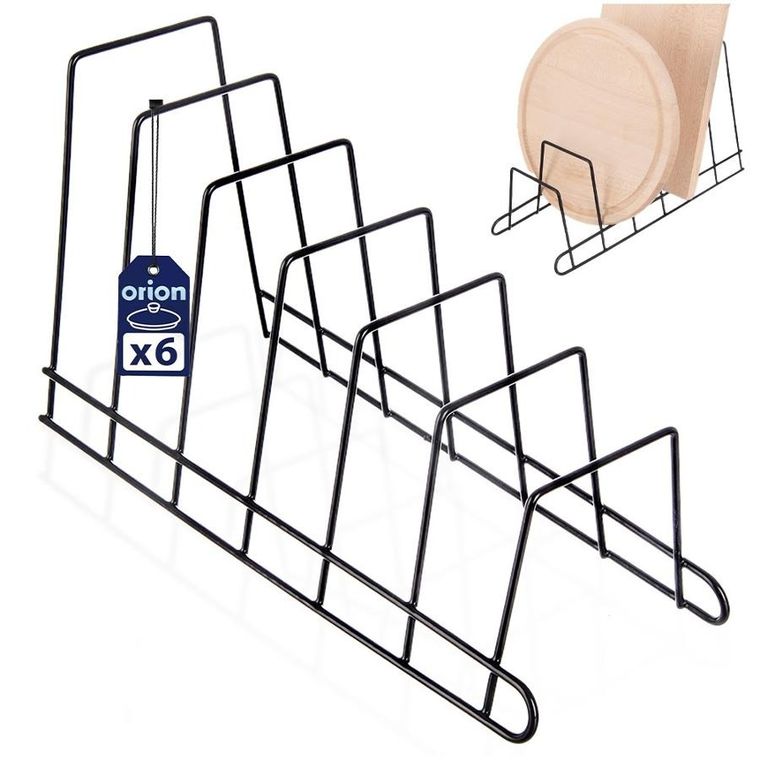 Orion, stojak na pokrywki i talerze, metalowy, czarny, Radka, 34.5-14-19 cm