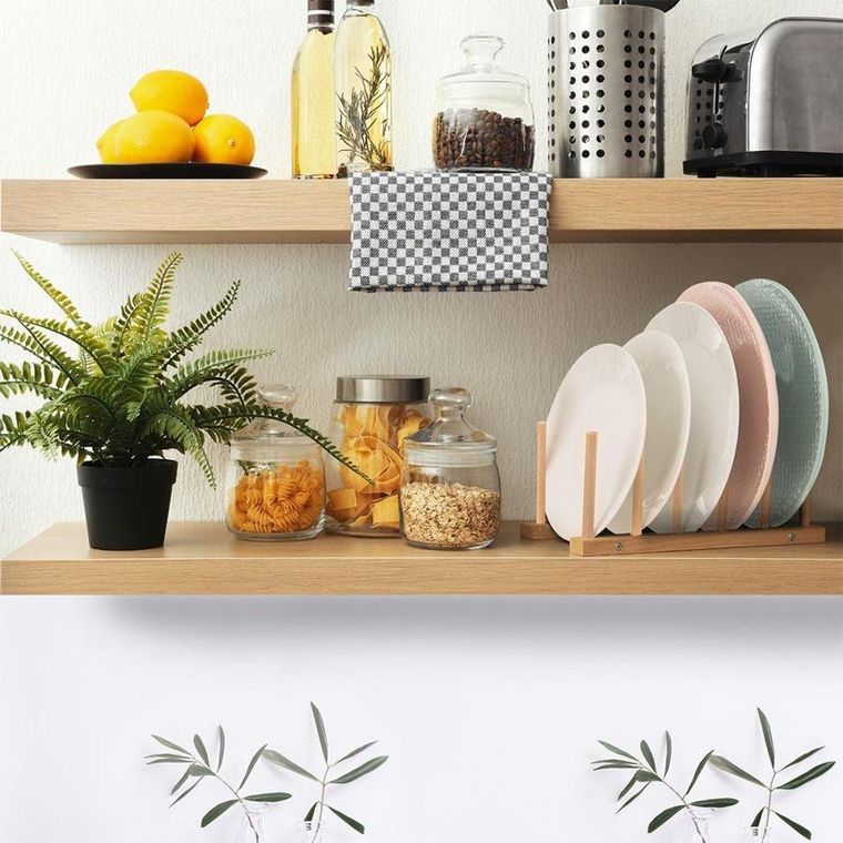 Orion, stojak na talerze i pokrywki, drewniany, 35.5-13.5-11 cm