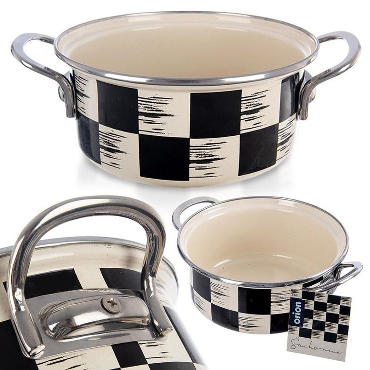 Orion, Szachownica, garnek emaliowany, 18 cm, 1,5l