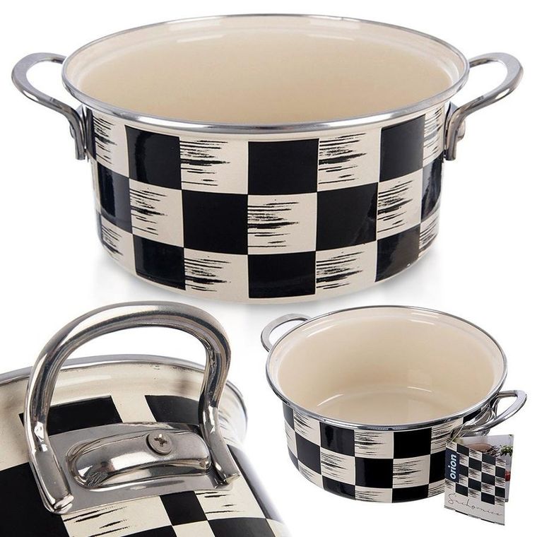 Orion, Szachownica, garnek emaliowany, 22 cm, 3 l
