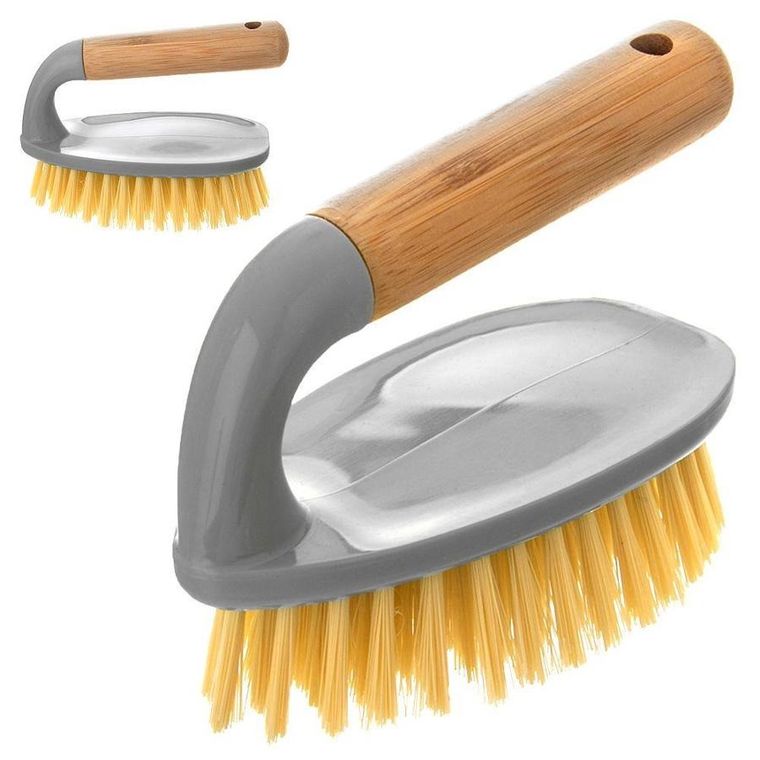 Orion, szczotka z uchwytem bambusowym do czyszczenia, szara, Woody